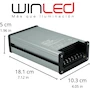 Miniatura de WINLED WEL-007 Fuente de Poder Slim Aluminio Impermeable IP63, Entrada AC 90-260V 50/60Hz, Salida DC 12V 16.67A 200W, Dimensiones 181x103x50mm, Peso 494g