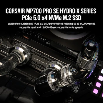 Imagen 2 de Corsair MP700 PRO SE Hydro X Series 4TB M.2 2280 PCIe Gen5 x4 NVMe 2.0 SSD with Pre-Installed Water Block - Black (Model: CSSD-F4000GBMP700PHXS)