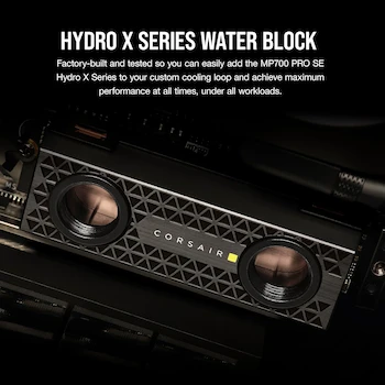 Imagen 3 de Corsair MP700 PRO SE Hydro X Series 4TB M.2 2280 PCIe Gen5 x4 NVMe 2.0 SSD with Pre-Installed Water Block - Black (Model: CSSD-F4000GBMP700PHXS)