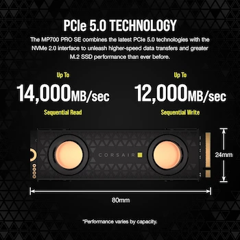 Imagen 4 de Corsair MP700 PRO SE Hydro X Series 4TB M.2 2280 PCIe Gen5 x4 NVMe 2.0 SSD with Pre-Installed Water Block - Black (Model: CSSD-F4000GBMP700PHXS)