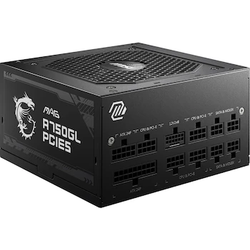 Imagen de referencia para MSI MAG A750GL PCIE5 Fuente de alimentación, 750 W, Totalmente Modular, ATX 3.0, Cable Plano Negro