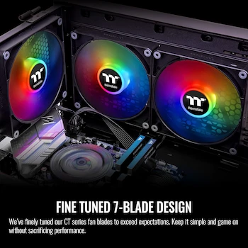 Imagen 3 de Thermaltake CT120 ARGB Sync PC Cooling Fan (2-Pack), Black, Model: CL-F149-PL12SW-A, Size: 120 x 120 x 25 mm