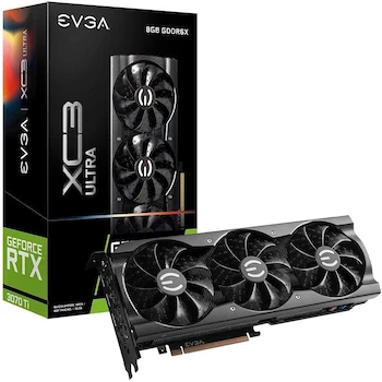 Imagen de referencia para EVGA GeForce RTX 3070 Ti XC3 Ultra Gaming, 08G-P5-3785-KL, 8GB GDDR6X, iCX3 Cooling, ARGB LED, Placa Trasera de Metal