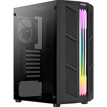 Imagen de referencia para Gabinete Aerocool Prime ARGB Mid Tower Negro, Modelo Prime-G-BK-v2, Serie Prime, Soporte Motherboards ATX/Micro ATX/Mini-ITX, Sin Fuente de Poder, Dimensiones Externas 205x442x376.5mm, Dimensiones Internas 200x430x305mm