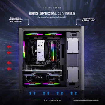 Imagen 4 de Balam Rush Gabinete Gamer Media Torre Eris Special GM985 MAX MB ATX Gris