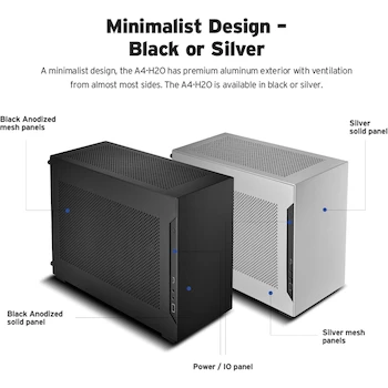 Imagen 2 de LIAN LI A4-H2O Black SPCC/Aluminio Mini-ITX Estuche para Computadora, Cable de Tarjeta Elevadora PCI4.0 Incluido - A4-H2O X4 Negro