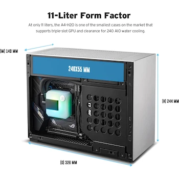 Imagen 3 de LIAN LI A4-H2O Black SPCC/Aluminio Mini-ITX Estuche para Computadora, Cable de Tarjeta Elevadora PCI4.0 Incluido - A4-H2O X4 Negro