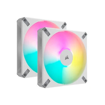 Imagen de referencia para Corsair iCUE AF140 RGB ELITE Kit de Dos Ventiladores PWM 140 mm - Ocho LED RGB por Ventilador - AirGuide - Lighting Node CORE Incluido - Blanco