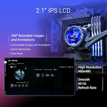 Imagen 2 de ASUS ROG Strix LC III 360 ARGB LCD Enfriador Líquido CPU AIO 360 mm con Pantalla IPS 2.1" Negro