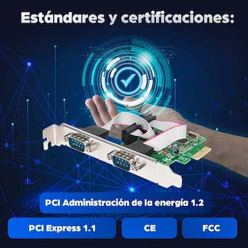 Imagen 3 de Manhattan 152082 Tarjeta Serial PCI Express de 2 Puertos DB9 Macho