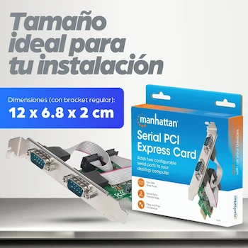Imagen 4 de Manhattan 152082 Tarjeta Serial PCI Express de 2 Puertos DB9 Macho