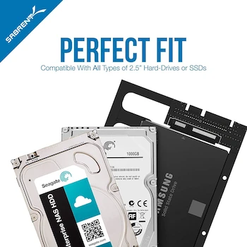 Imagen 3 de Sabrent BK-PCBS Kit de Montaje Convertidor 2.5" SSD y SATA HDD a Bahía 3.5" Escritorio Negro Aluminio