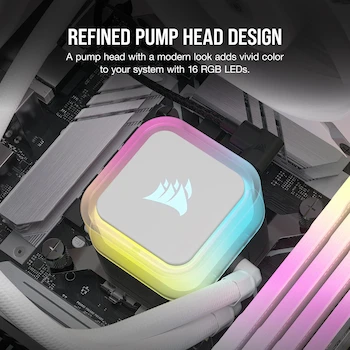Imagen 5 de Corsair H100i RGB Elite Refrigerador Líquido para CPU - 240mm AIO - Ventiladores AF120 Elite PWM - Blanco