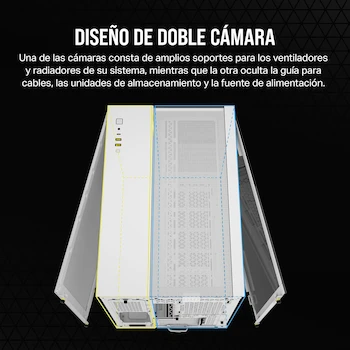 Imagen 3 de CORSAIR 2500X Caja de PC mATX Cristal Templado Doble Cámara Sin Ventiladores Diseño Inversa Compatible Blanco