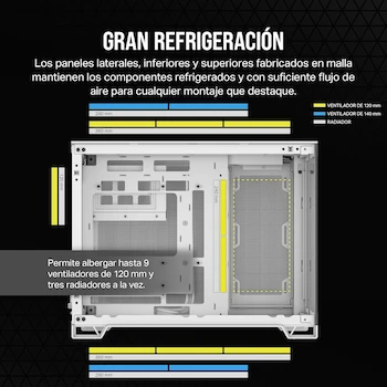 Imagen 5 de CORSAIR 2500X Caja de PC mATX Cristal Templado Doble Cámara Sin Ventiladores Diseño Inversa Compatible Blanco