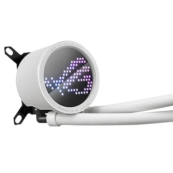 Imagen 5 de ASUS ROG RYUO III 240 ARGB White Edition - Enfriador de CPU líquido todo en uno AIO de 240 mm, solución de bomba Asetek de 8ª generación, visualización LED Anime Matrix™ y ventilador ROG AF 12S ARGB