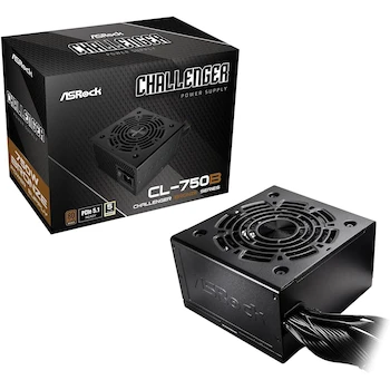 Imagen de referencia para ASRock Challenger CL-750B Fuente de Alimentación 750W ATX 2.52 No Modular 80 Plus Bronze Negro Ventilador 120mm Hoja de Golf PCIe5.1 12V-2x6