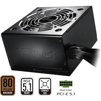 Imagen 5 de ASRock Challenger CL-750B Fuente de Alimentación 750W ATX 2.52 No Modular 80 Plus Bronze Negro Ventilador 120mm Hoja de Golf PCIe5.1 12V-2x6