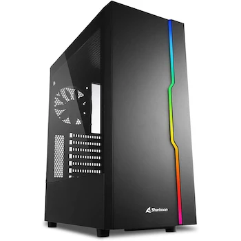 Imagen de referencia para Sharkoon RGB Slider - Caja PC Midi-Tower ATX Compacta Negro con Panel Lateral de Vidrio Templado