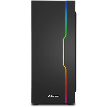 Imagen 2 de Sharkoon RGB Slider - Caja PC Midi-Tower ATX Compacta Negro con Panel Lateral de Vidrio Templado