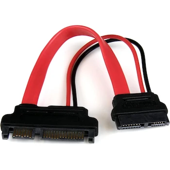 Imagen de referencia para StarTech SLSATAADAP6 Adaptador Cable SATA Slimline Línea Delgada a SATA con Alimentación Corriente LP4, Hembra (13 pines) a Macho (7 pines datos + 4 pines poder), Rojo, 15 cm (6 pulgadas), Calibre 18 AWG, ASIN B009JXKQ9O