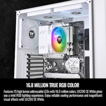 Imagen 3 de Thermaltake UX200 SE Blanca Enfriador de CPU 170W 15 LED Direccionables 16.8M Colores Modelo CL-P116-AL12SW-A Tamaño 12x2.5x12cm Compatible Intel LGA1700/1200/1156/1155/1151/1150 AMD AM5/AM4/FM2/FM1/AM3+/AM3/AM2+/AM2