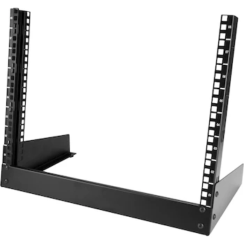 Imagen de referencia para StarTech RK8OD - Rack Abierto de 2 Postes para Escritorio, 8U, 19 Pulgadas, Color Negro, Dimensiones 29.2 cm (Prof.) x 50.3 cm (An.) x 40.9 cm (Alt.)