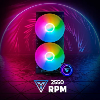 Imagen 4 de Game Factor LQG601-BK Enfriamiento Líquido AIO 240 mm ARGB 2x120 mm 2550 RPM TDP 250W Compatible AMD Intel 2023 Color Negro