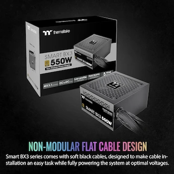 Imagen 4 de Thermaltake Smart BX3 550W 80 Plus Bronce ATX 3.1 Fuente de Alimentación Estándar No Modular Negro Modelo PS-SPD-0550NNFABU-3 SPD-0550AH2NLB-3 Color Negro Dimensiones 150x86x140mm Garantía 5 Años