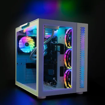 Imagen 2 de GAME FACTOR Gabinete Gamer CSG700 Fishtank Blanco, Midi-Tower, Soporta ATX/E-ATX/M-ATX/ITX, Dimensiones 416.5x300x385 mm, Vidrio Templado Frontal y Lateral 4mm, Acero SPCC 0.9 mm, 10 Slots de Expansión, Bahías 1x2.5" 1x3.5", Sin Fuente
