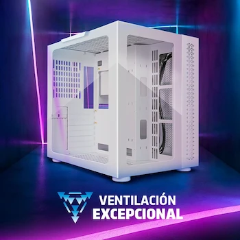 Imagen 3 de GAME FACTOR Gabinete Gamer CSG700 Fishtank Blanco, Midi-Tower, Soporta ATX/E-ATX/M-ATX/ITX, Dimensiones 416.5x300x385 mm, Vidrio Templado Frontal y Lateral 4mm, Acero SPCC 0.9 mm, 10 Slots de Expansión, Bahías 1x2.5" 1x3.5", Sin Fuente