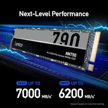 Imagen 2 de Lexar 8TB NM790 SSD PCIe Gen4 NVMe M.2 2280 Unidad Interna de Estado Sólido, Negro (LNM790X008T-RNNNU)