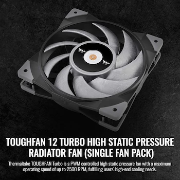 Imagen 2 de Thermaltake ToughFan 12 Turbo 120mm Black Case/Radiator Fan (Single Pack) Model CL-F121-PL12GM-A