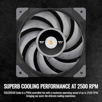 Imagen 3 de Thermaltake ToughFan 12 Turbo 120mm Black Case/Radiator Fan (Single Pack) Model CL-F121-PL12GM-A