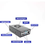 Miniatura de MICRO CONNECTORS, Inc. - Carcasa de Aluminio para Raspberry Pi 4 Modelo B con Ventilador de 40mm y Kit de Disipadores de Calor, Color Negro, Modelo RAS-PCS14-BK, Dimensiones 89.4 x 61.7 x 27.4 mm