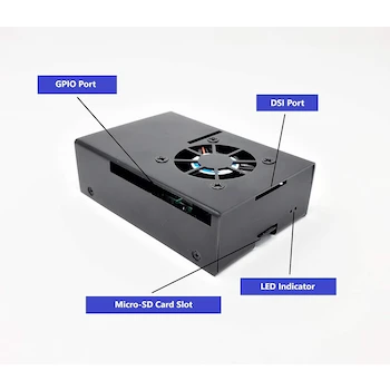 Imagen 3 de MICRO CONNECTORS, Inc. - Carcasa de Aluminio para Raspberry Pi 4 Modelo B con Ventilador de 40mm y Kit de Disipadores de Calor, Color Negro, Modelo RAS-PCS14-BK, Dimensiones 89.4 x 61.7 x 27.4 mm