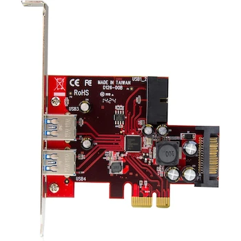Imagen 2 de StarTech.com PEXUSB3S2EI 4-Port PCI Express USB 3.0 Card - 2 External & 2 Internal - SATA Power - Metallic/Red
