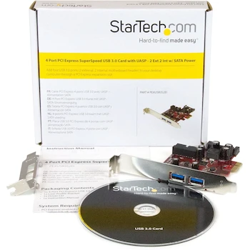 Imagen 5 de StarTech.com PEXUSB3S2EI 4-Port PCI Express USB 3.0 Card - 2 External & 2 Internal - SATA Power - Metallic/Red