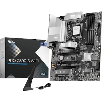 Imagen alusiva al producto Placa Base MSI PRO Z890-S WIFI ProSeries, Chipset Intel Z890, Formato ATX, Color Plata, Dimensiones 304.8 x 243.8 mm
