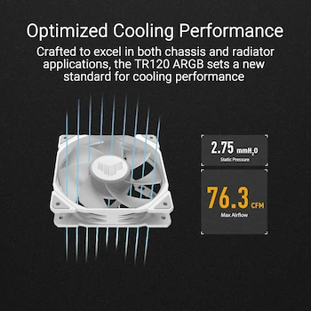 Imagen 3 de ASUS TUF Gaming TR120 120mm ARGB Reverse Blade White - Paquete Triple de Ventiladores