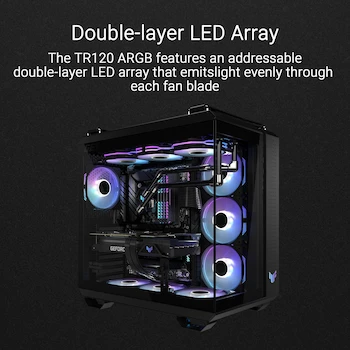 Imagen 5 de ASUS TUF Gaming TR120 120mm ARGB Reverse Blade White - Paquete Triple de Ventiladores