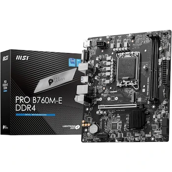 Imagen de referencia para MSI PRO B760M-E DDR4 Tarjeta Madre Micro ATX LGA 1700 Intel B760 2x DDR4 1x M.2 PCIe 4.0