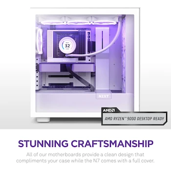 Imagen 2 de NZXT N7 B650E - N7-B65XT-W1 - AMD B650 chipset (Supports AMD 7000 Series CPUs) - ATX Gaming Motherboard - White