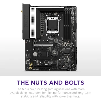 Imagen 3 de NZXT N7 B650E - N7-B65XT-W1 - AMD B650 chipset (Supports AMD 7000 Series CPUs) - ATX Gaming Motherboard - White