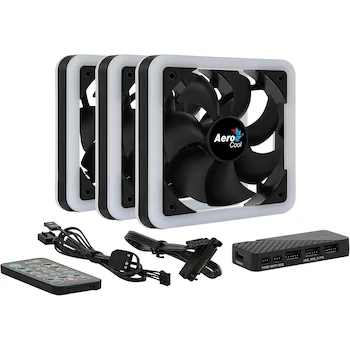 Imagen 4 de Pack de 3 Ventiladores Aerocool Edge 14 Pro RGB, 140mm, Negro, con Hub de Control H66F y Controlador Remoto