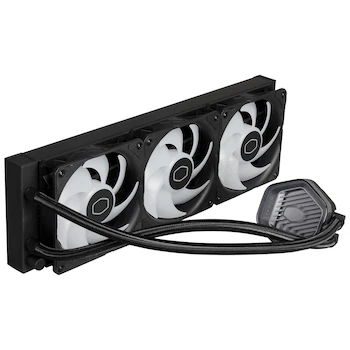 Imagen 3 de Cooler Master MasterLiquid Atmos 360 Black - Enfriador de Agua AIO para CPU, Radiador 360 mm, Ventiladores SickleFlow 120 Edge Preinstalados ARGB Gen 2, Bomba Doble Cámara, Color Negro, Compatible LGA1700 y AM5