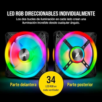 Imagen 4 de Corsair QL Series QL120 RGB 120mm LED Fan Triple Pack Black with Lighting Node Core