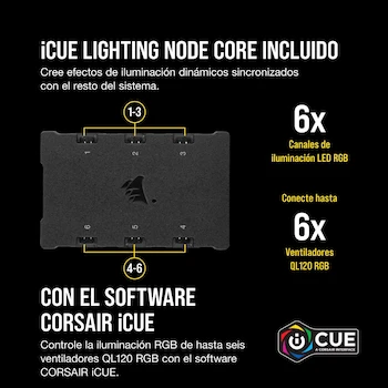 Imagen 5 de Corsair QL Series QL120 RGB 120mm LED Fan Triple Pack Black with Lighting Node Core
