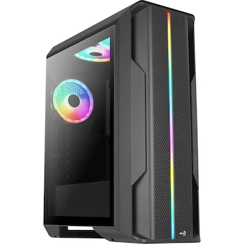 Imagen 3 de Aerocool Splinter Duo ARGB ATX Mid Tower Case, 3 Ventiladores Duo 12 ARGB, Panel Frontal ARGB, Negro