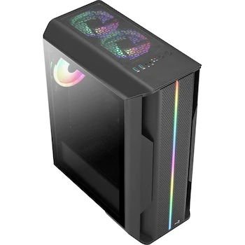 Imagen 5 de Aerocool Splinter Duo ARGB ATX Mid Tower Case, 3 Ventiladores Duo 12 ARGB, Panel Frontal ARGB, Negro